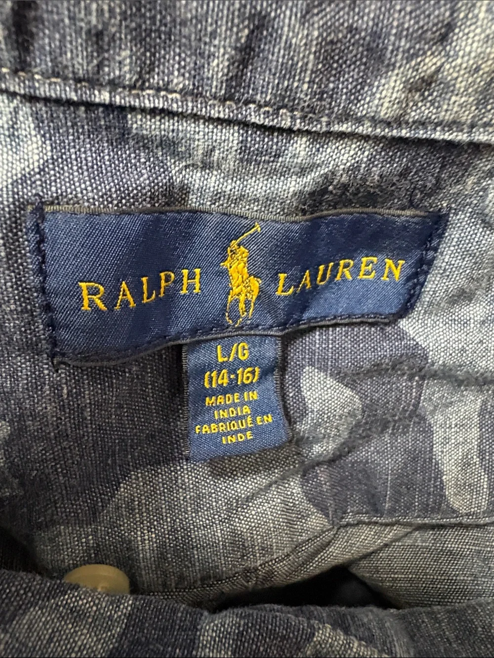 Ralph Lauren Boys' Navy and Light Blue Camo Button-Down Shirt
